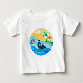 Camiseta Para Bebê Jet Ski e o Mar