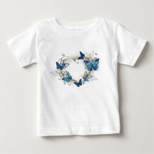Camiseta Para Bebê Jewelry Heart with Butterflies Morpho