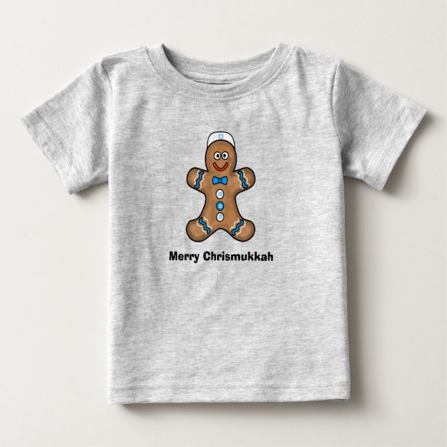 Camiseta Para Bebê Jewish Christian Baby Chrismukkah Open T-Shirt (Frente)