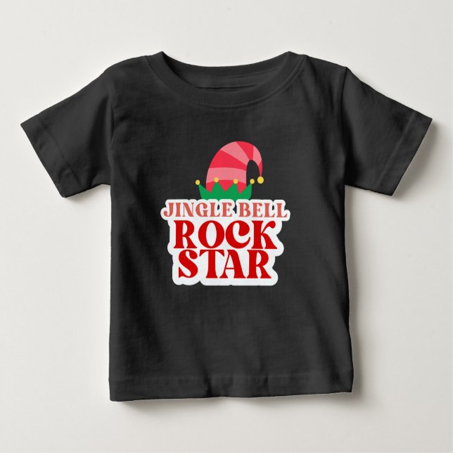 Camiseta Para Bebê Jingle Bell Rock Star, Toddler Natal (Frente)