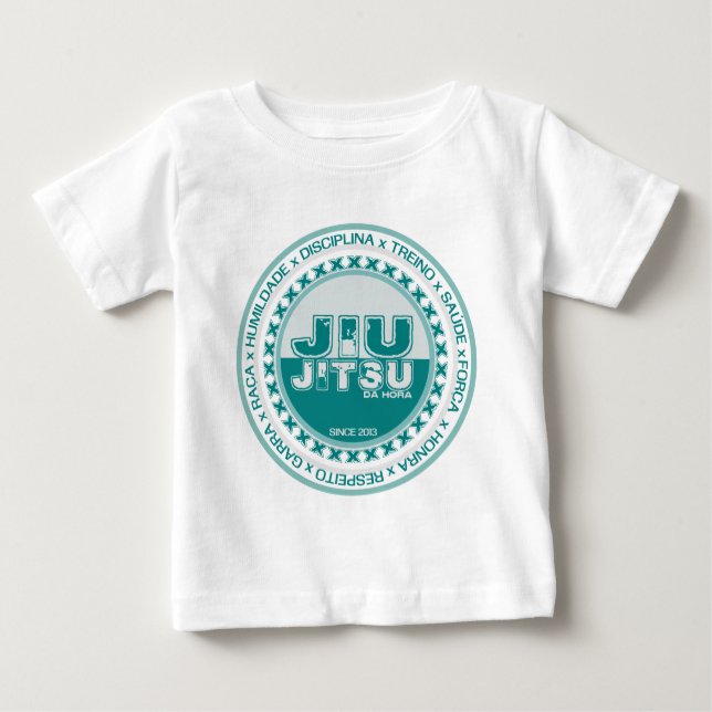 Camiseta Para Bebê Jiu Jitsu - Respeito - Treino e Disciplina by BJJH (Frente)