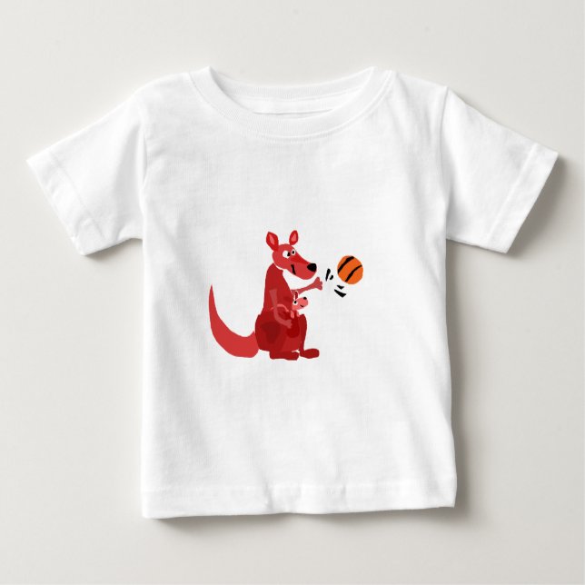 Camiseta Para Bebê JJ mãe e bebê do canguru com basquetebol (Frente)