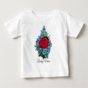 Camiseta Para Bebê Joaninha bonito da aguarela com as flores