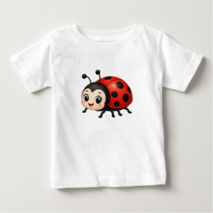 Camiseta Para Bebê Joaninha de Desenho Animado Fofa - Ilustração de P