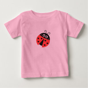 Camiseta Para Bebê Joaninha fofa com corações pretos em vez de pintas