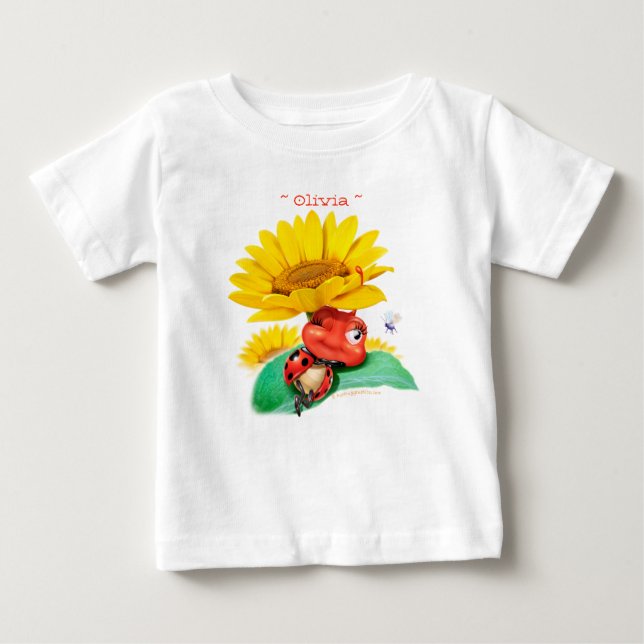 Camiseta Para Bebê Joaninha sonolento do jérsei T do bebê/joaninha (Frente)