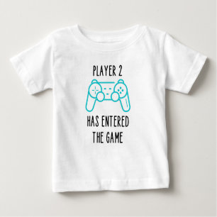 Camiseta Para Bebê Jogador 2 Entrou No Jogo - Bebê Announcemet Tee