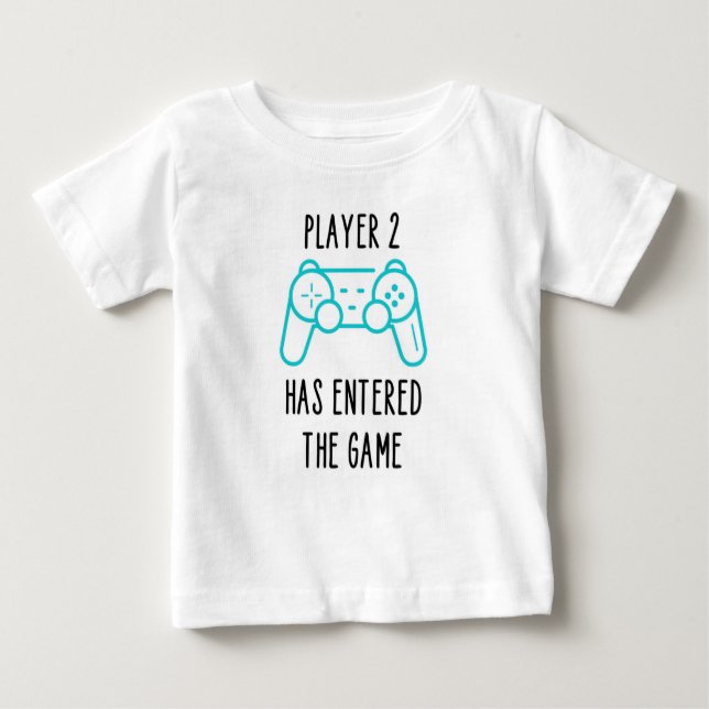 Camiseta Para Bebê Jogador 2 Entrou No Jogo - Bebê Announcemet Tee (Frente)