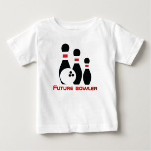 Camiseta Para Bebê Jogador, bola de boliche e pinos futuros