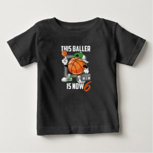 Camiseta Para Bebê Jogador De Basquete De Aniversário De 6, Funny, 6