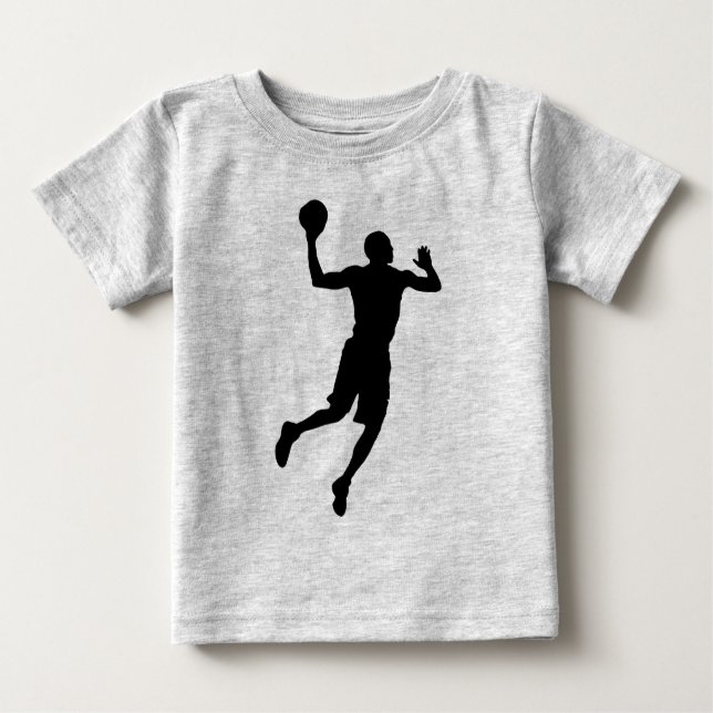 Camiseta Para Bebê Jogador de basquete de pop Art Silhouket (Frente)