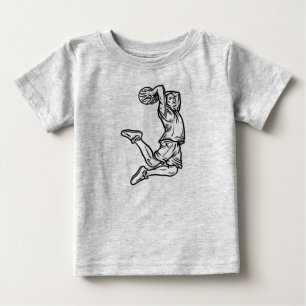 Camiseta Para Bebê Jogador de Basquete Fazendo Design Escuro de Slam 