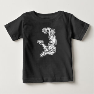 Camiseta Para Bebê Jogador de Basquete Fazendo Design Luz de Slam Dun