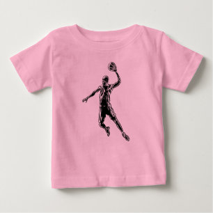 Camiseta Para Bebê Jogador de basquete Slam Dunk Dark Design