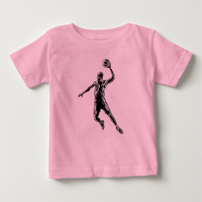 Camiseta Para Bebê Jogador de basquete Slam Dunk Dark Design (Frente)