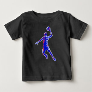 Camiseta Para Bebê Jogador de basquetebol Slam Dunk, Vermelho e Azul