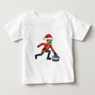 Camiseta Para Bebê  Jogador de Curling do Quebra-Nozes Feriado Esport