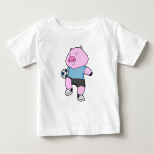 Camiseta Para Bebê Jogador de futebol porquino