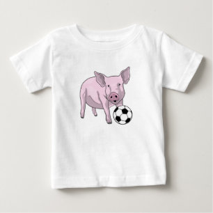 Camiseta Para Bebê Jogador de futebol porquino