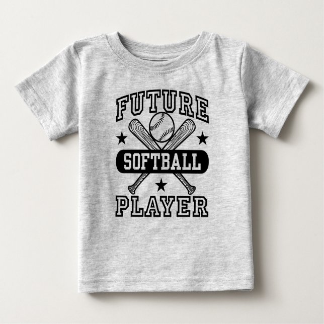 Camiseta Para Bebê Jogador de Softball Futuro (Frente)