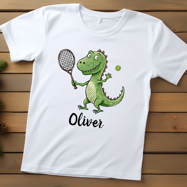 Camiseta Para Bebê Jogador de Tênis Adorável T-Rex Personalizado (Criador carregado)