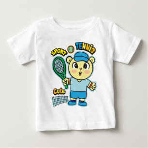 Camiseta Para Bebê Jogador de ténis urso