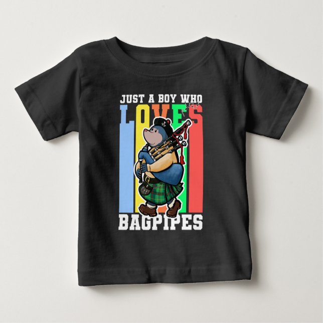 Camiseta Para Bebê Jogador Funny Bagpipe (Frente)