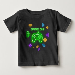 Camiseta Para Bebê Jogo em T-Shirt de jogador verde, azul e amarelo n