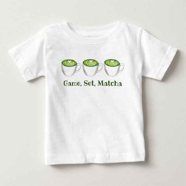 Camiseta Para Bebê Jogo Jogo Combinação de Matcha Verde Chá Latte Foo (Frente)