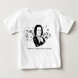 Camiseta Para Bebê Johann Sebastian Bach Portrait e Bust com Notes