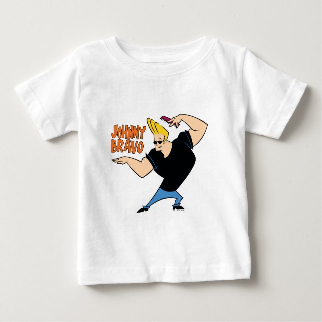 Camiseta Para Bebê Johnny Bravo Combing Hair (Frente)