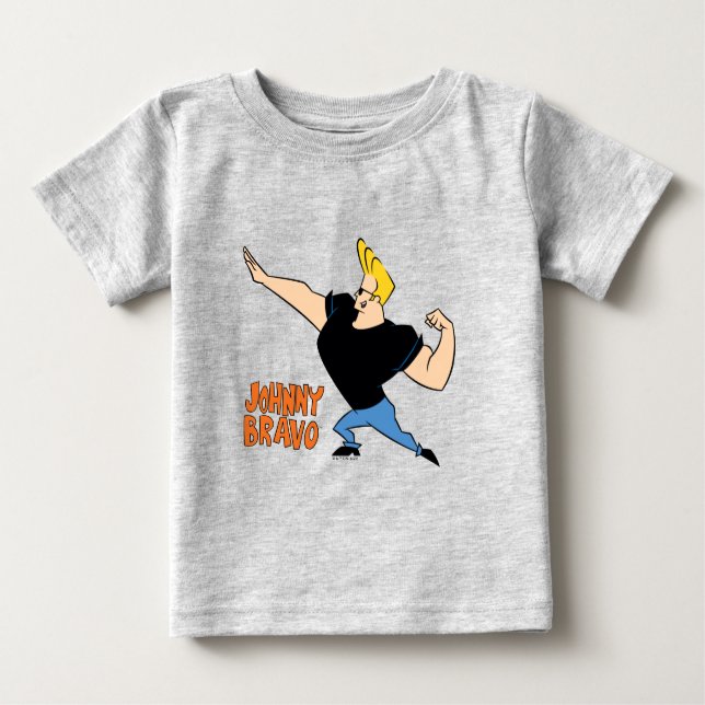Camiseta Para Bebê Johnny Bravo Flexing (Frente)
