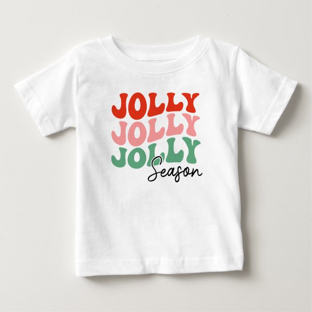 Camiseta Para Bebê Jolly Jolly Jolly Season Retro Holiday Typografia (Frente)