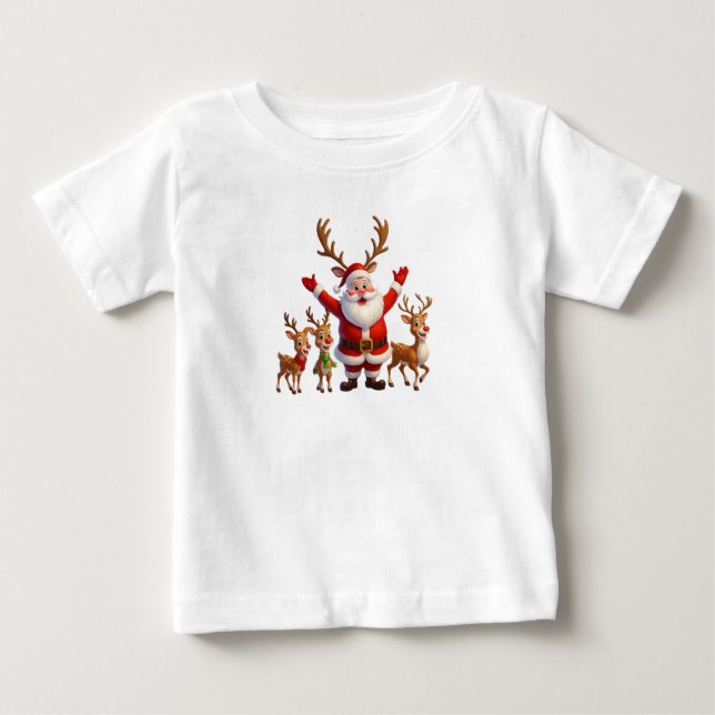 Camiseta Para Bebê Jolly Santa and Friends (Frente)