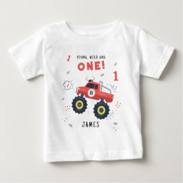 Camiseta Para Bebê Jovem Selvagem E Um 1º Aniversário Crianças Carro 