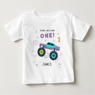 Camiseta Para Bebê Jovem Selvagem E Um 1º Aniversário Crianças Carro 