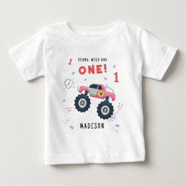 Camiseta Para Bebê Jovem Selvagem E Um 1º Aniversário Crianças Carro 