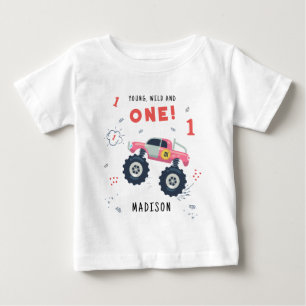 Camiseta Para Bebê Jovem Selvagem E Um 1º Aniversário Crianças Carro 