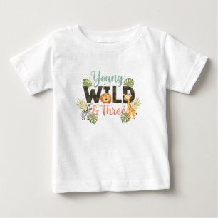 Camiseta Para Bebê Jovem Selvagem & Três - Aniversário Safari