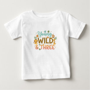 Camiseta Para Bebê Jovem Selvagem & Três - Aniversário Safari