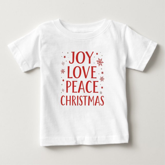 Camiseta Para Bebê Joy Love Peace Christmas Festive Typography Hoodie (Frente)