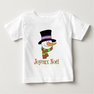 Camiseta Para Bebê Joyeux Noel French Snowman