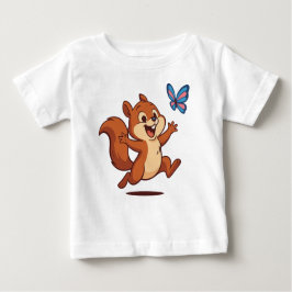 Camiseta Para Bebê Joyful Chase – Happy Squirrel & Butterfly