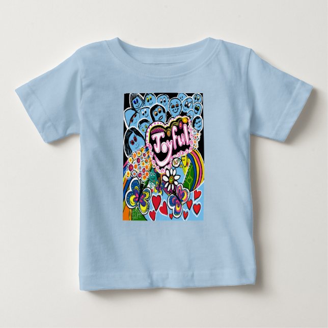 Camiseta Para Bebê Joyful Vibes Celebrate Happiness & Togetherness (Frente)