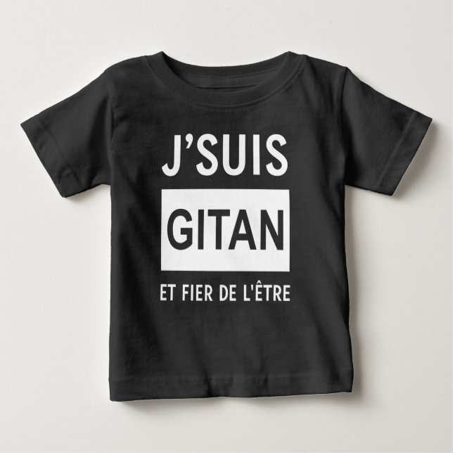 Camiseta Para Bebê j'suis gitan et fier de l'etre (Frente)