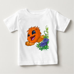 Camiseta Para Bebê JubJub alaranjado feliz na central de Neopia