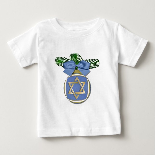 Camiseta Para Bebê Judaica Hanukkah Star De David Ornament Impressão (Frente)