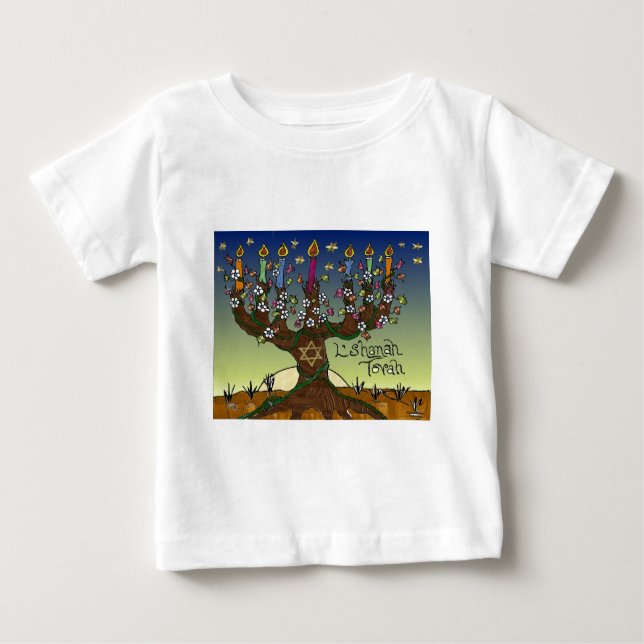 Camiseta Para Bebê Judaica L'shanah Tovah Tree Of Life Gifts Roupa (Frente)