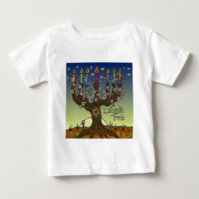 Camiseta Para Bebê Judaica L'shanah Tovah Tree Of Life Gifts Roupa (Frente)