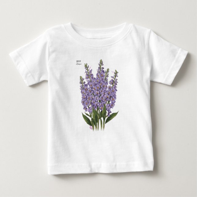 Camiseta Para Bebê Julho Larkspur Bloom - Presente de Aniversário Per (Frente)